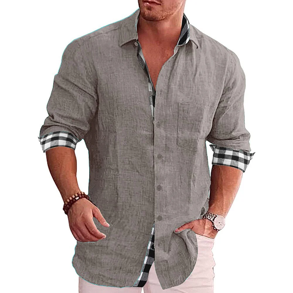 Men's Shirt – Tailored Fit – Long Sleeve – Breathable – Checked Detail Inside - Image 6