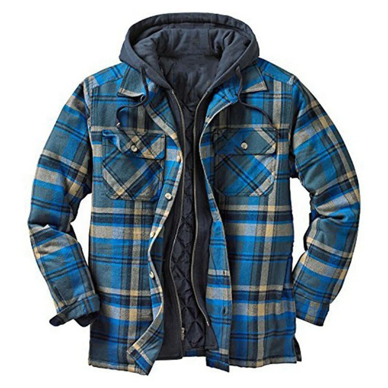 Men's Overshirt Jacket – Relaxed Fit – Checked Flannel – Padded Lining – Hood - Image 5