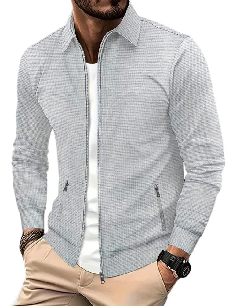 Men's Jacket – Lightweight Texture – Zip Closure – Ribbed Cuffs – Side Pockets with Zipper - Image 5