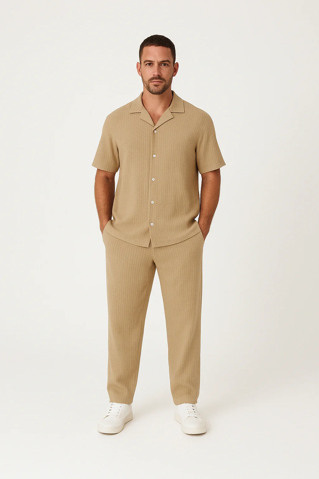 Men's Suit Set – Casual Design – Relaxed Fit – Breathable Natural Textile - Image 3