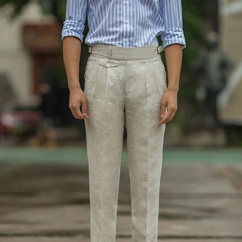 Men's Trousers – Slim Fit – High Waist – Natural Fabric – Business Casual - Image 4
