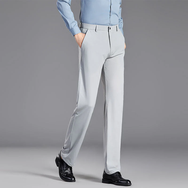 Men's Trousers – Slim Fit – Silk Mix – Wrinkle-Free – Straight Legs – Formal - Image 2