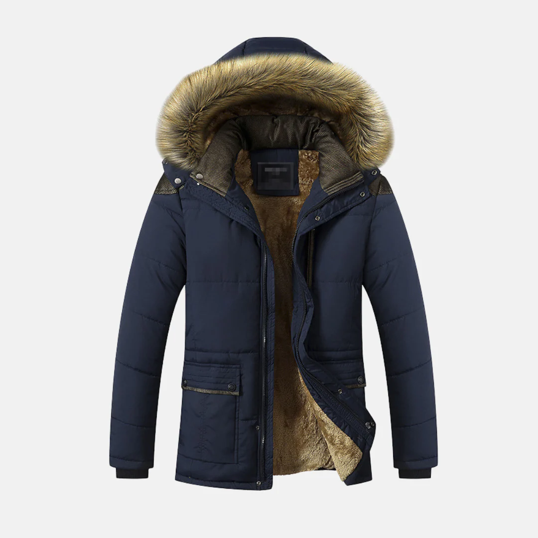 Men's Parka Jacket – Padded Fit – Faux Fur Lining – Detachable Hood - Image 2