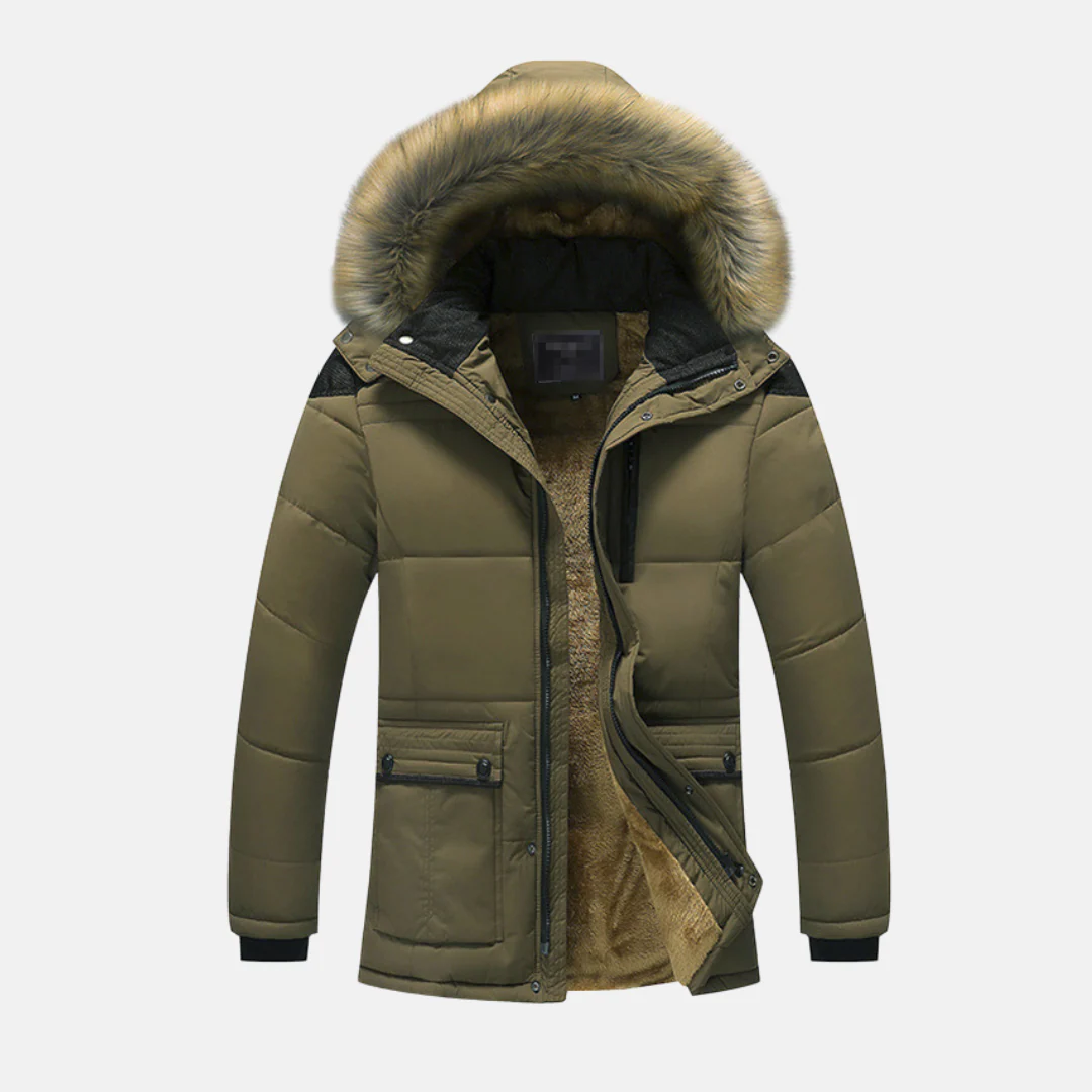 Men's Parka Jacket – Padded Fit – Faux Fur Lining – Detachable Hood - Image 3
