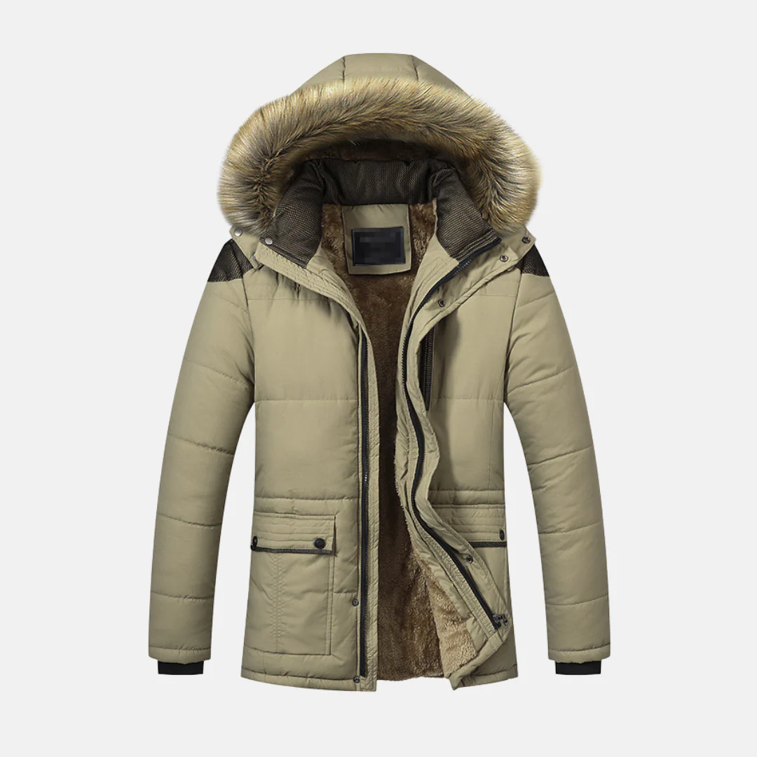 Men's Parka Jacket – Padded Fit – Faux Fur Lining – Detachable Hood - Image 4