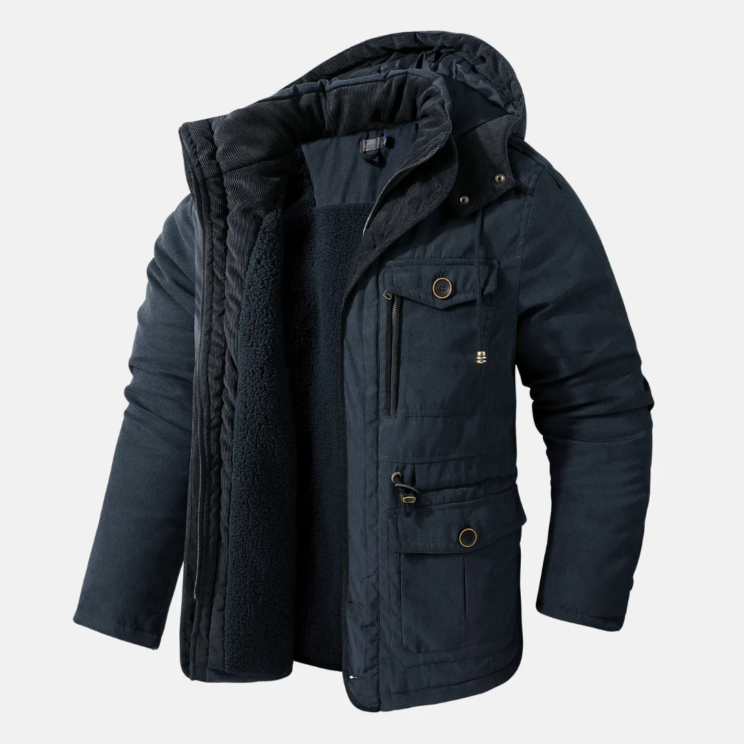 Men's Parka Coat – Regular Fit – Sherpa Lining – Ribbed Hood – Functional Pockets - Image 2