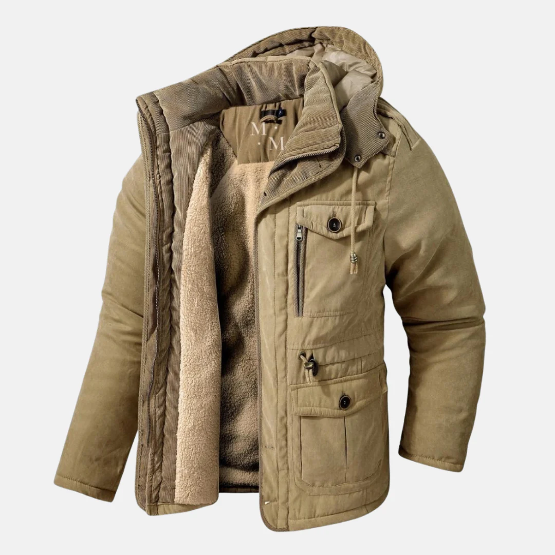 Men's Parka Coat – Regular Fit – Sherpa Lining – Ribbed Hood – Functional Pockets - Image 4