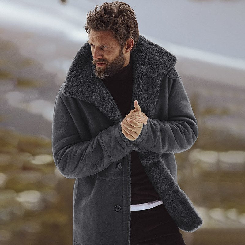 Men's parka jacket – Relaxed fit – Faux sheepskin collar – Mid-length model - Image 3