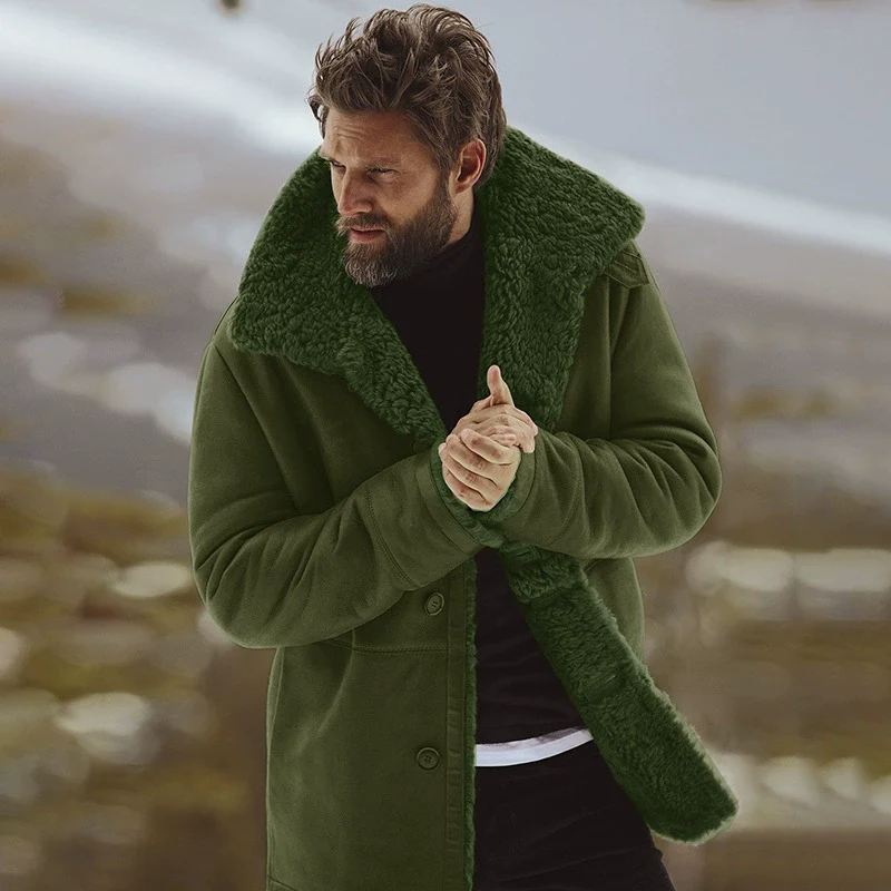 Men's parka jacket – Relaxed fit – Faux sheepskin collar – Mid-length model - Image 4