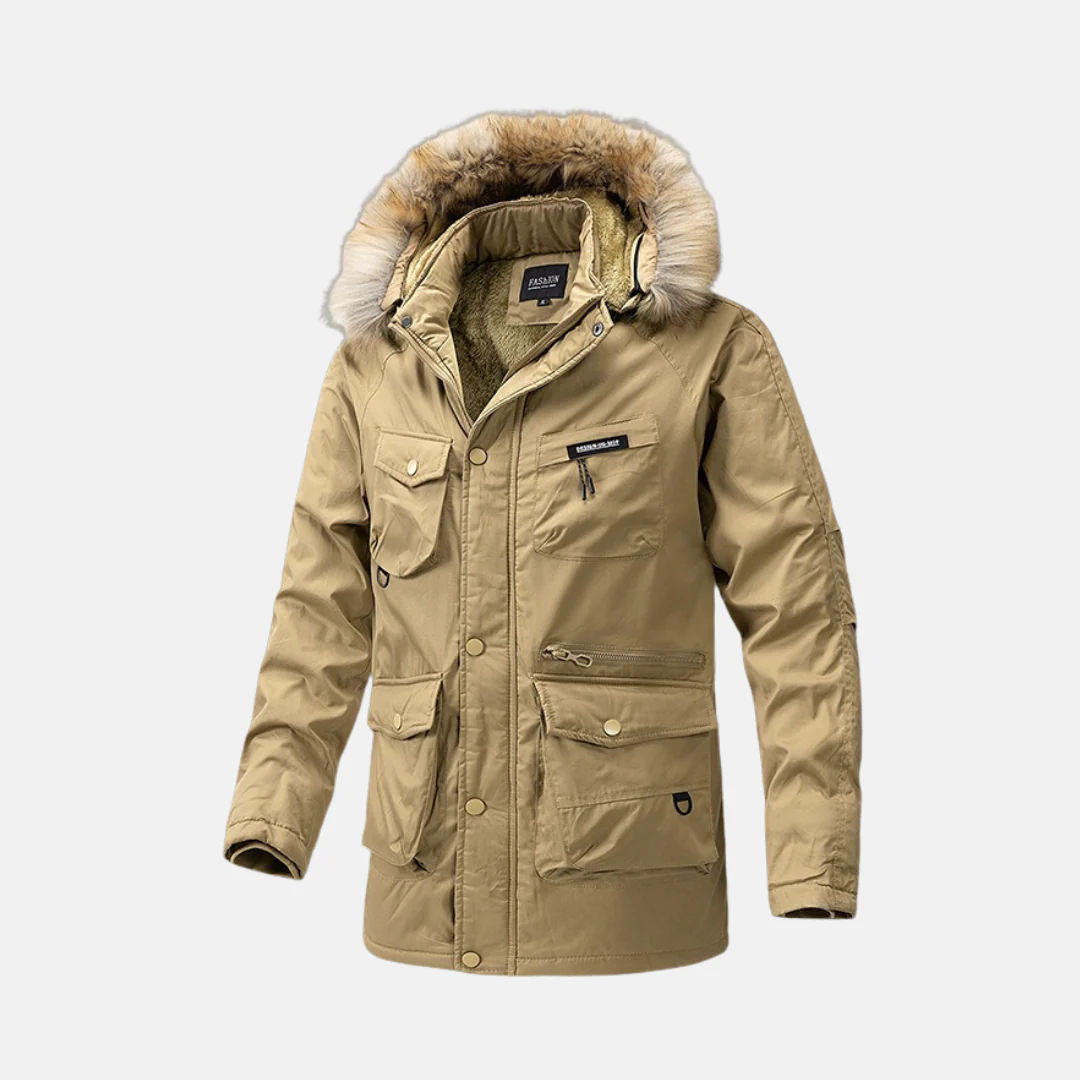 Men's Parka Jacket – Water-Repellent – Loose Fit – Removable Fur Collar – Utility Pockets - Image 2