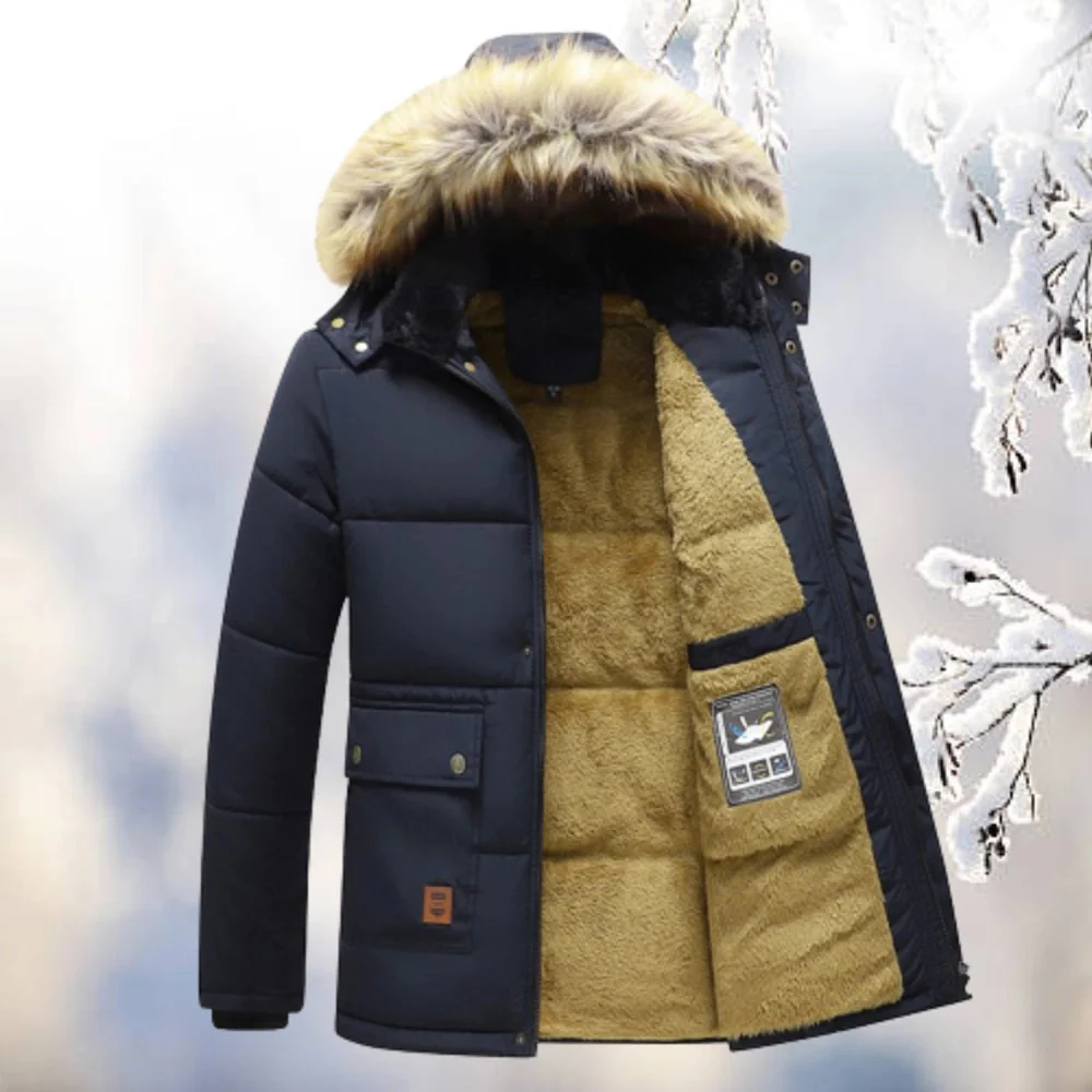 Men's Parka – Relaxed Fit – Padded Lining – Fleece Interior – Faux Fur Hood