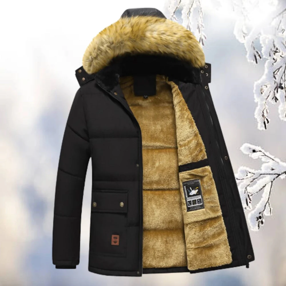 Men's Parka – Relaxed Fit – Padded Lining – Fleece Interior – Faux Fur Hood - Image 2