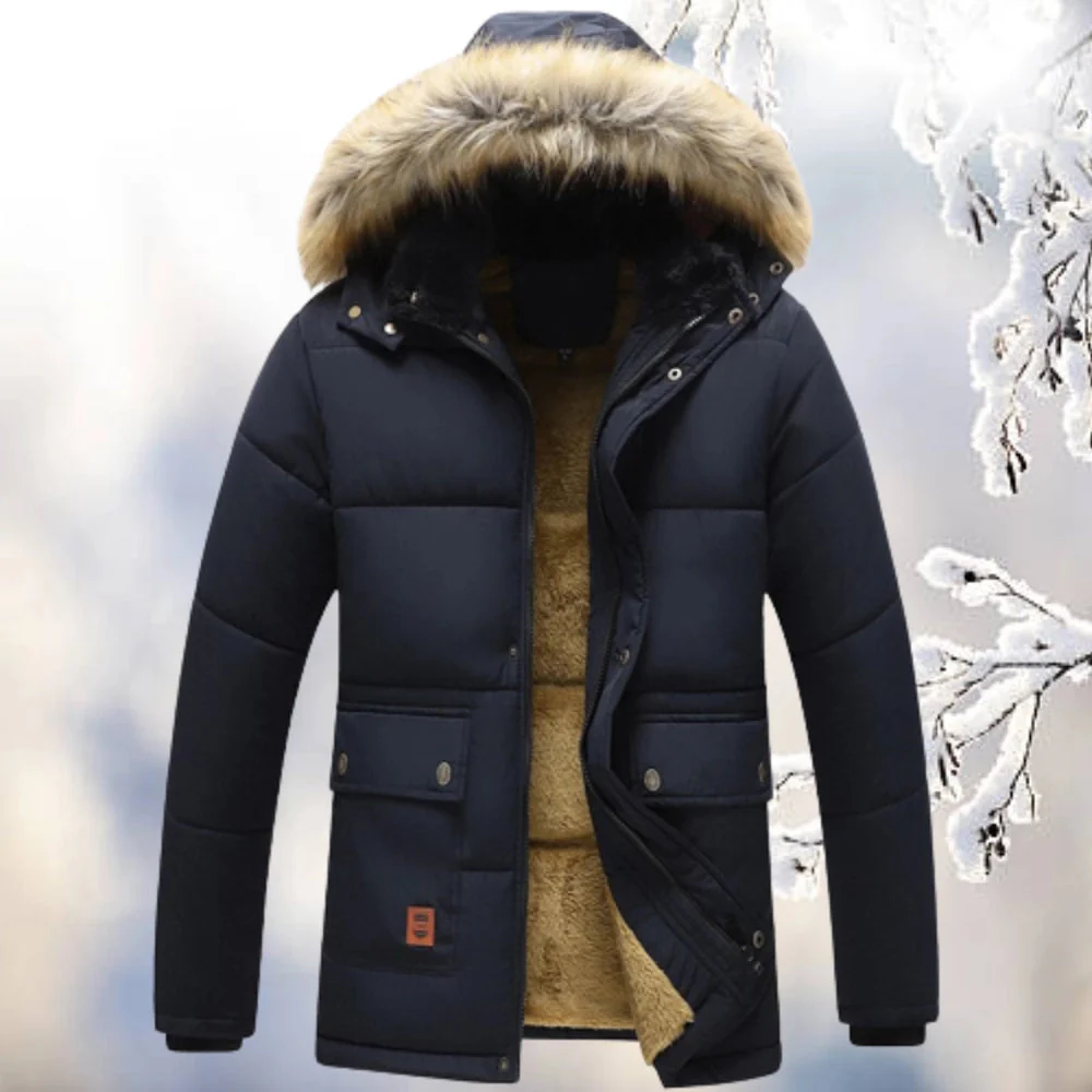 Men's Parka – Relaxed Fit – Padded Lining – Fleece Interior – Faux Fur Hood - Image 3