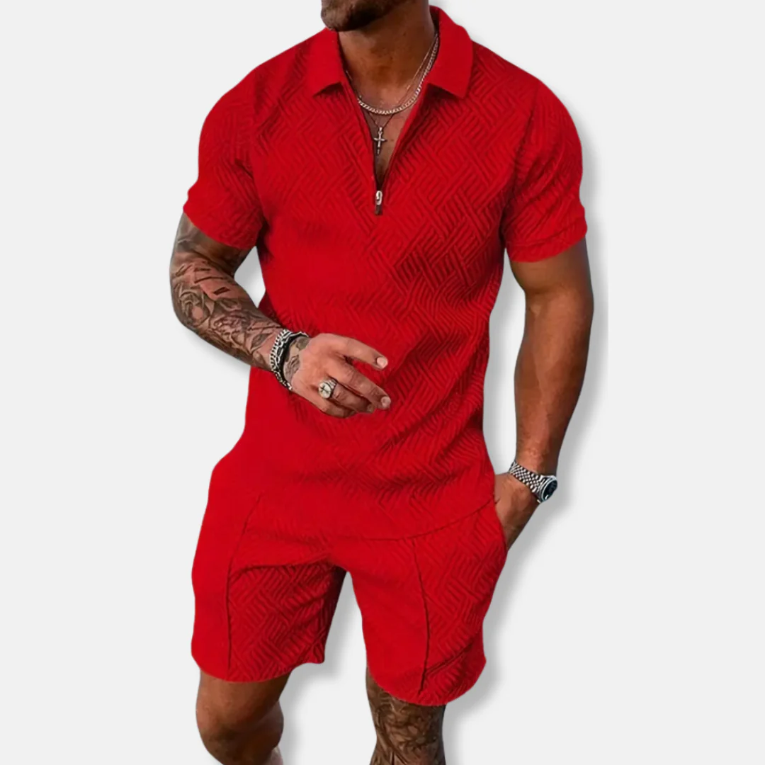 Men's Polo Set – Slim Fit – Breathable Material – Zipper – Casual Look - Image 3