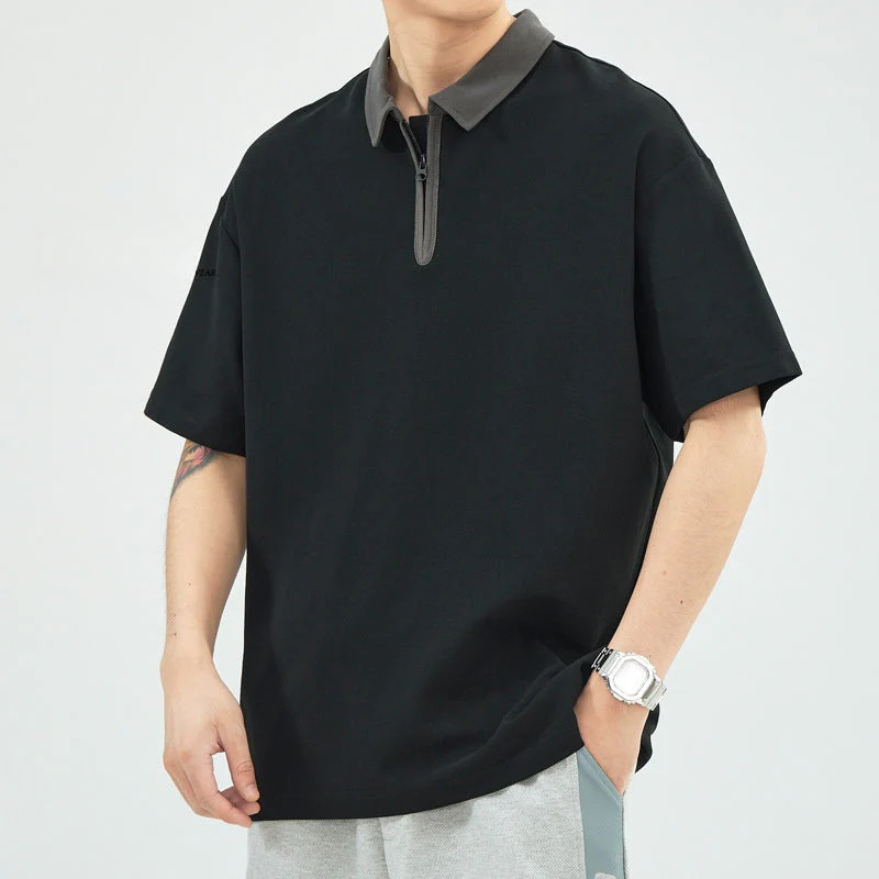 Men's polo shirt – Relaxed fit – Breathable fabric – Half zip – Short sleeve casual style - Image 2