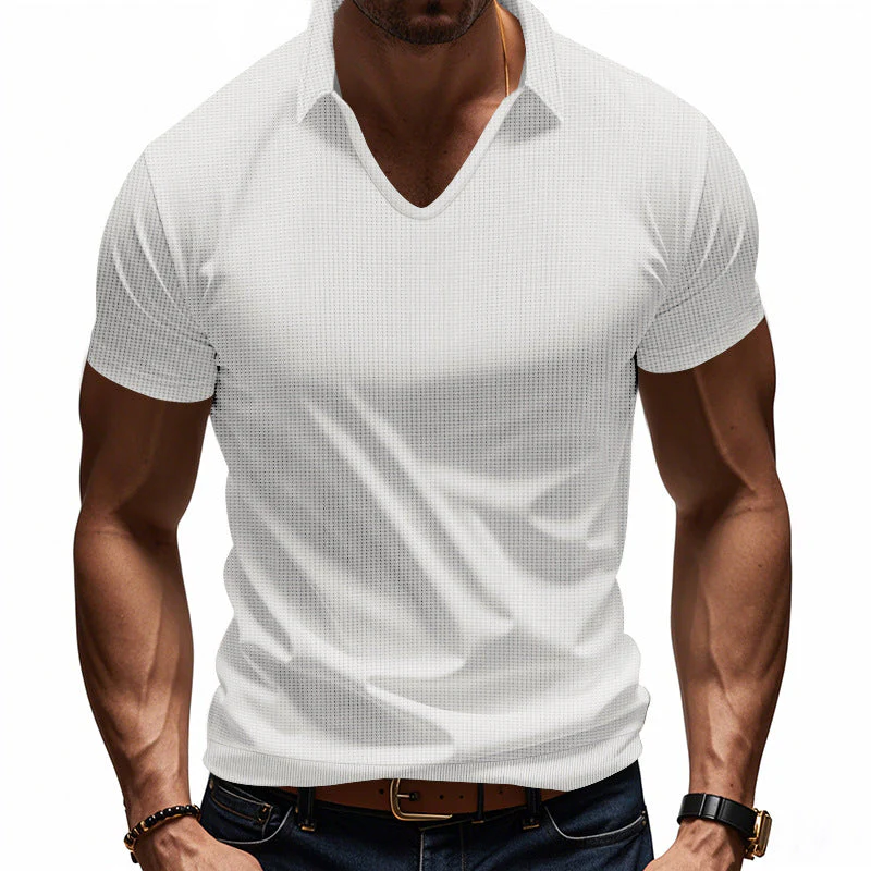 Men's Polo Shirt – Relaxed Fit – V-neck – Casual - Image 10