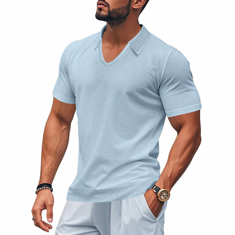 Men's Polo Shirt – Relaxed Fit – V-neck – Casual - Image 2