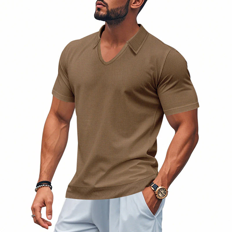 Men's Polo Shirt – Relaxed Fit – V-neck – Casual - Image 3