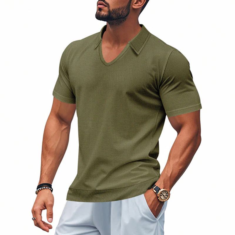 Men's Polo Shirt – Relaxed Fit – V-neck – Casual - Image 4