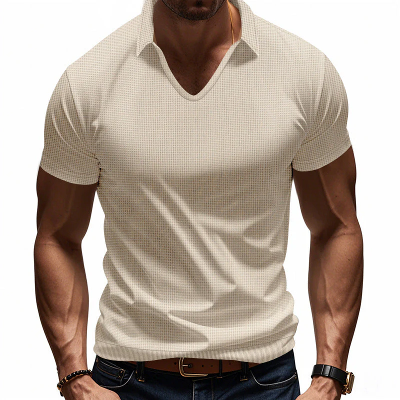 Men's Polo Shirt – Relaxed Fit – V-neck – Casual - Image 8