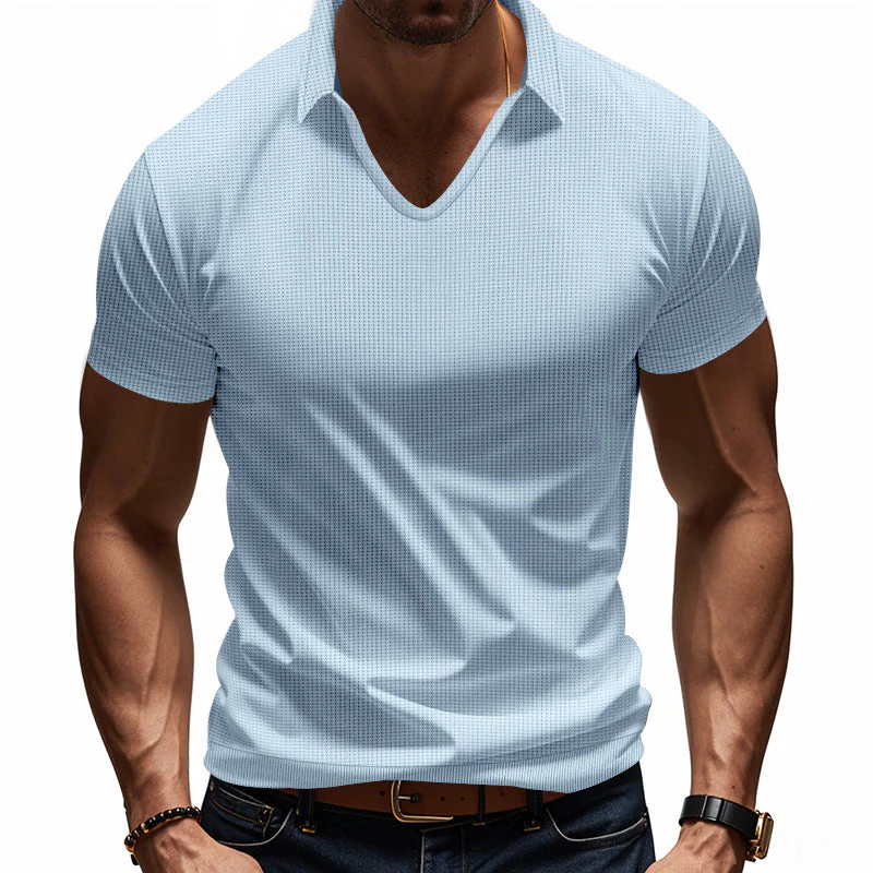 Men's Polo Shirt – Relaxed Fit – V-neck – Casual - Image 9