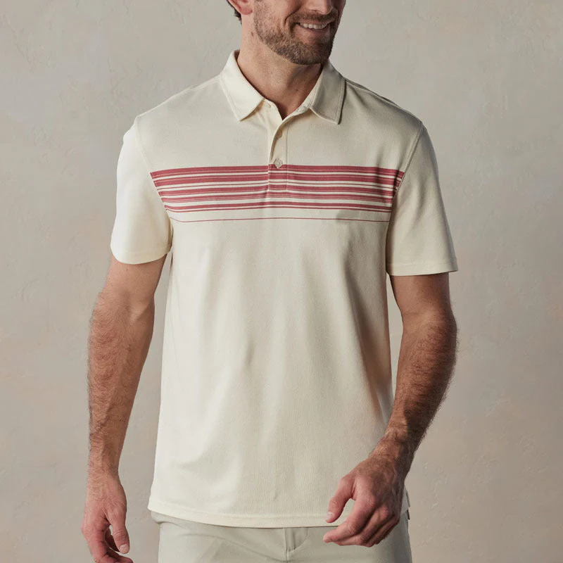 Men's Polo Shirt – Slim Fit – V-Neck with Button Closure – Breathable Material – Striped - Image 2