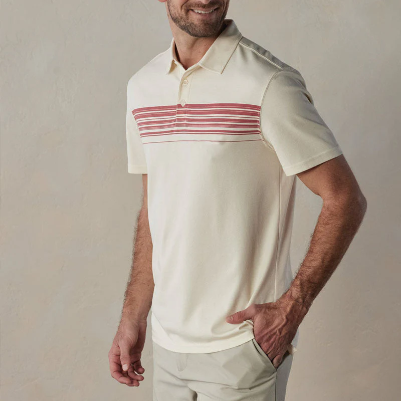 Men's Polo Shirt – Slim Fit – V-Neck with Button Closure – Breathable Material – Striped - Image 3