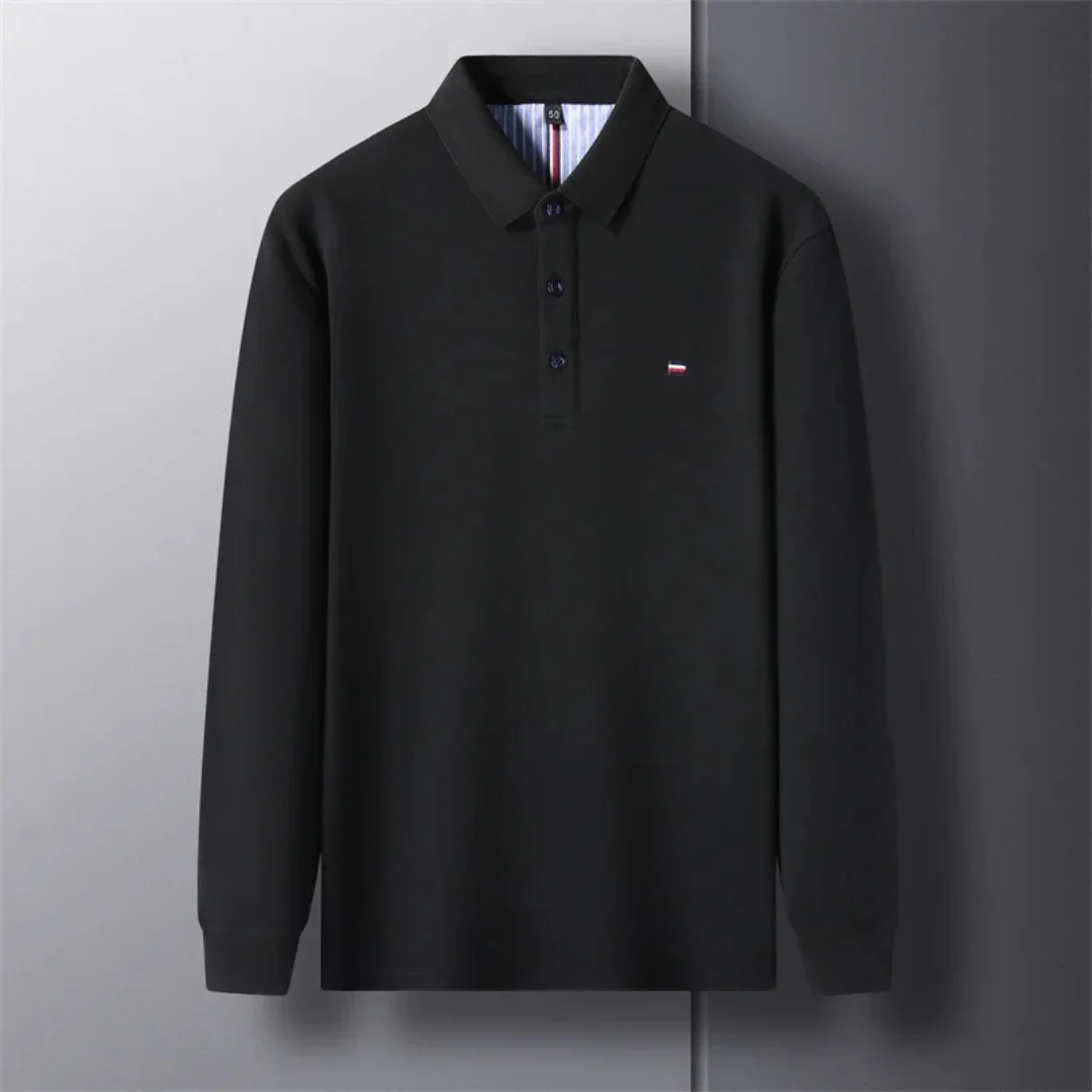 Men's Polo Shirt - Long Sleeves with Embroidery, Comfortable and Breathable - Image 2
