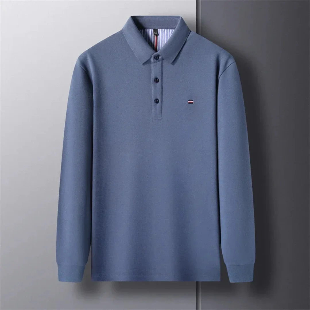 Men's Polo Shirt - Long Sleeves with Embroidery, Comfortable and Breathable - Image 3