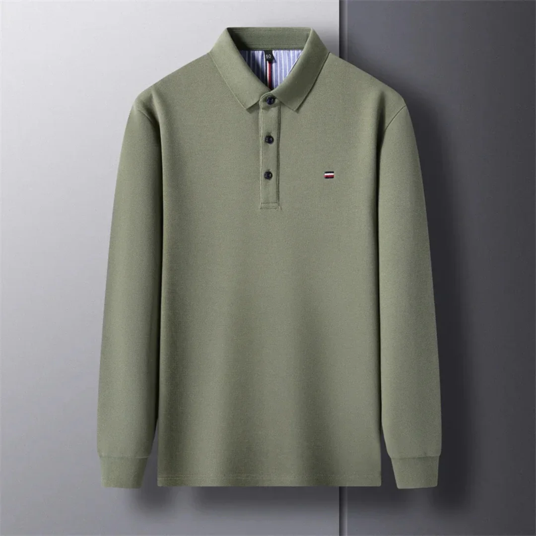 Men's Polo Shirt - Long Sleeves with Embroidery, Comfortable and Breathable - Image 4