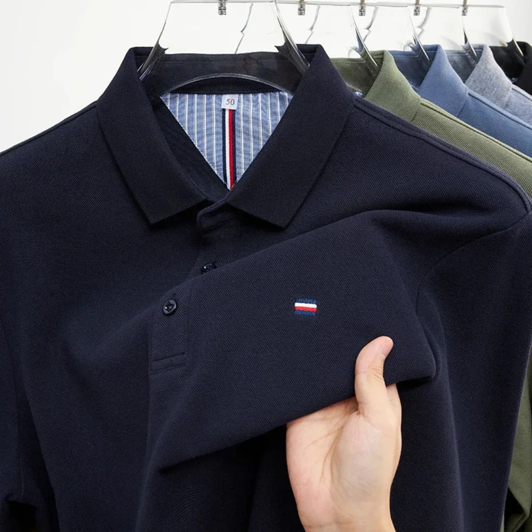 Men's Polo Shirt - Long Sleeves with Embroidery, Comfortable and Breathable - Image 6