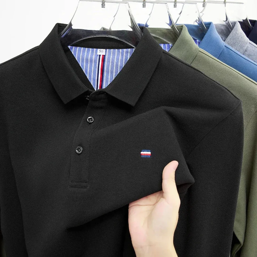 Men's Polo Shirt - Long Sleeves with Embroidery, Comfortable and Breathable - Image 7