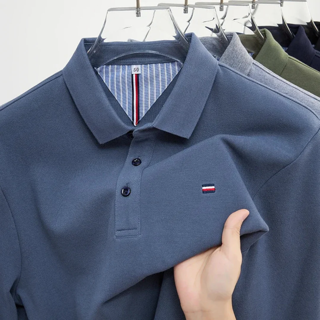 Men's Polo Shirt - Long Sleeves with Embroidery, Comfortable and Breathable - Image 8