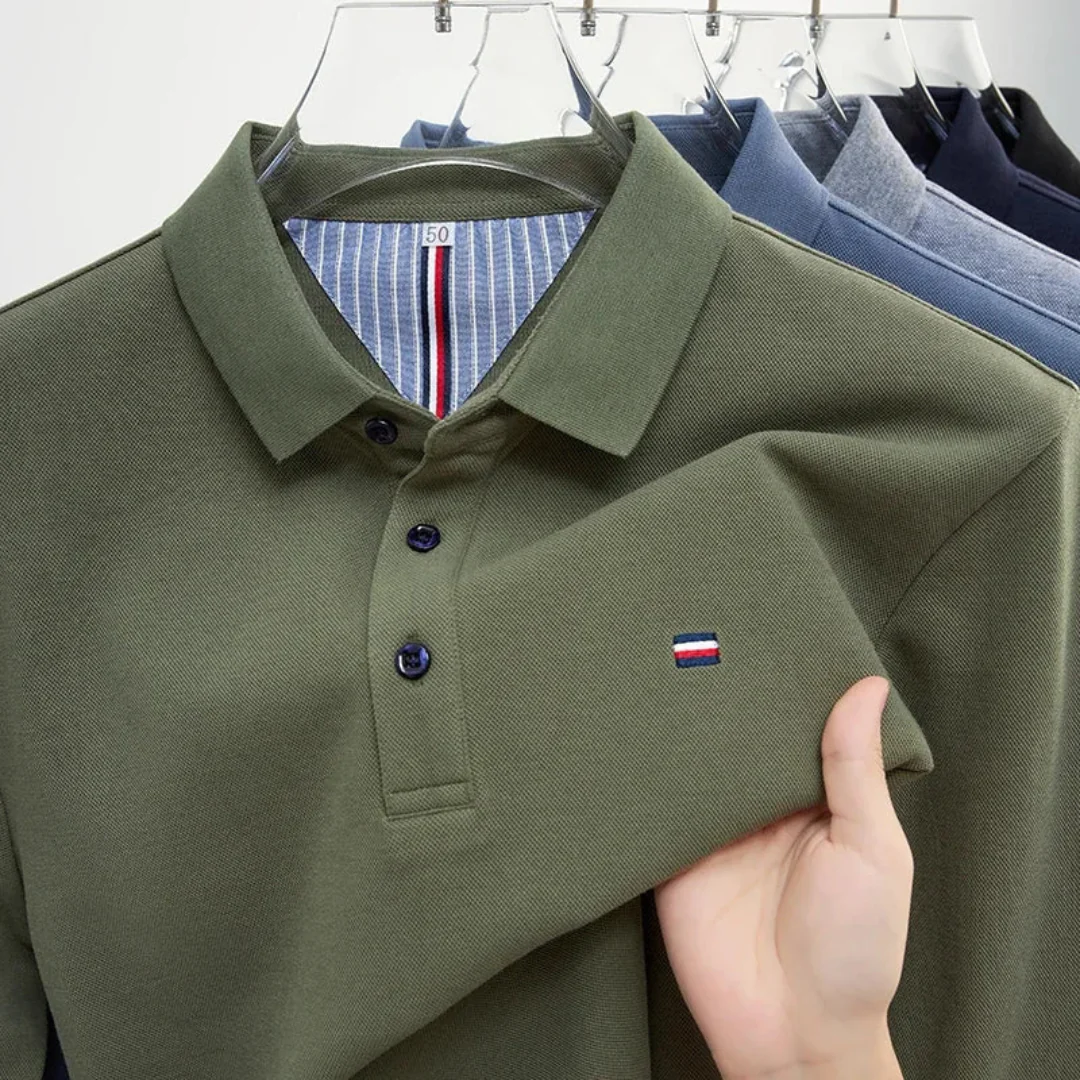 Men's Polo Shirt - Long Sleeves with Embroidery, Comfortable and Breathable - Image 9
