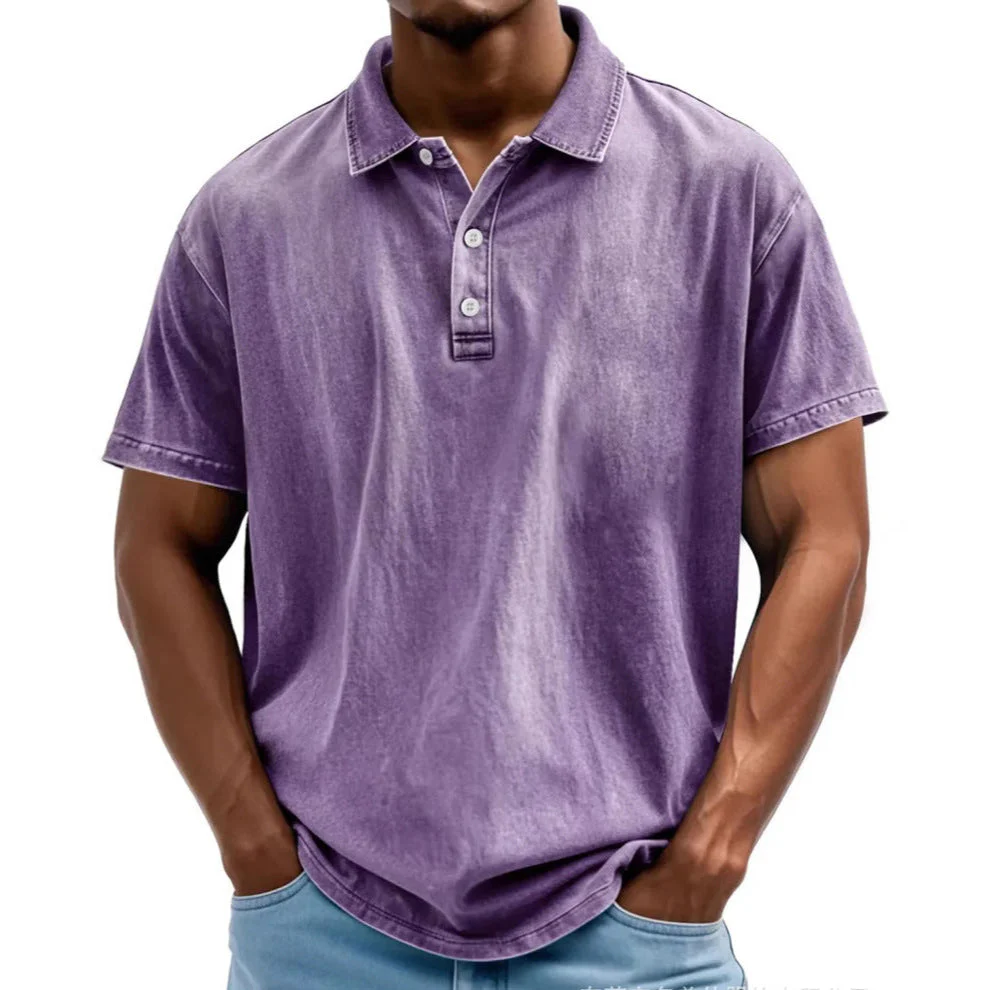 Men's Polo Shirt – Relaxed Fit – Breathable Natural Fiber – Retro Washed Look – Short Sleeve - Image 10