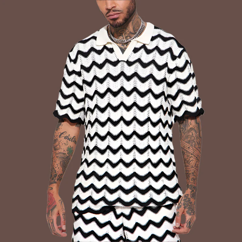Men's Polo Shirt – Relaxed Fit – Breathable Eyelet Pattern – Short Sleeve Casual Style - Image 4