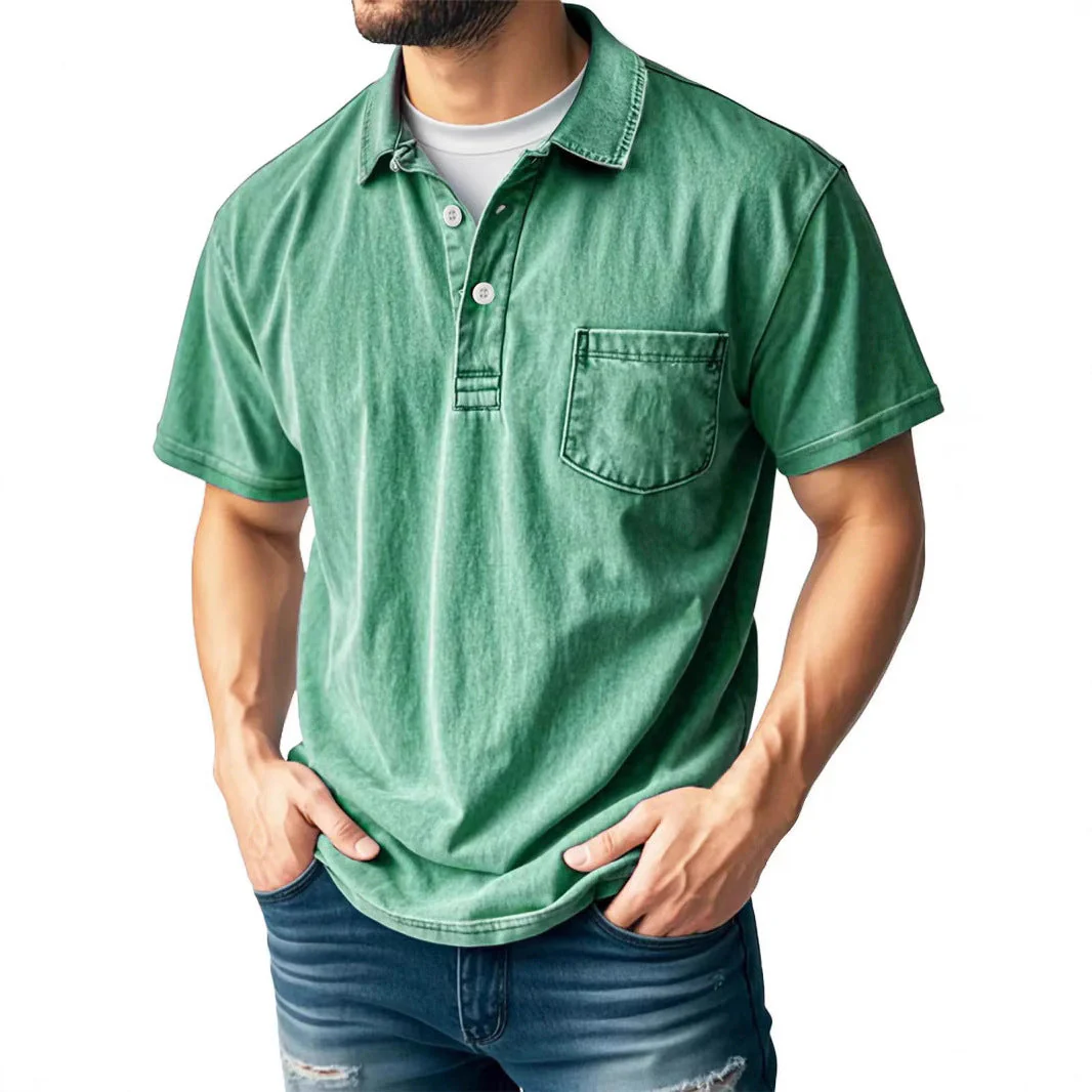 Men's polo shirt – Relaxed fit – Short sleeve – Breathable material – Chest pocket - Image 3