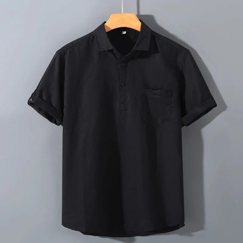 Men's Polo Shirt – Relaxed Fit – Short Sleeve – Chest Pocket – Breathable Natural Fabric - Image 3