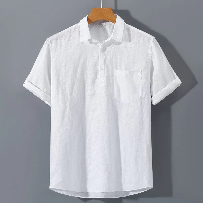 Men's Polo Shirt – Relaxed Fit – Short Sleeve – Chest Pocket – Breathable Natural Fabric - Image 4
