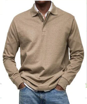 Men's polo shirt – Relaxed fit – Long sleeve – Breathable with natural fibers - Image 5