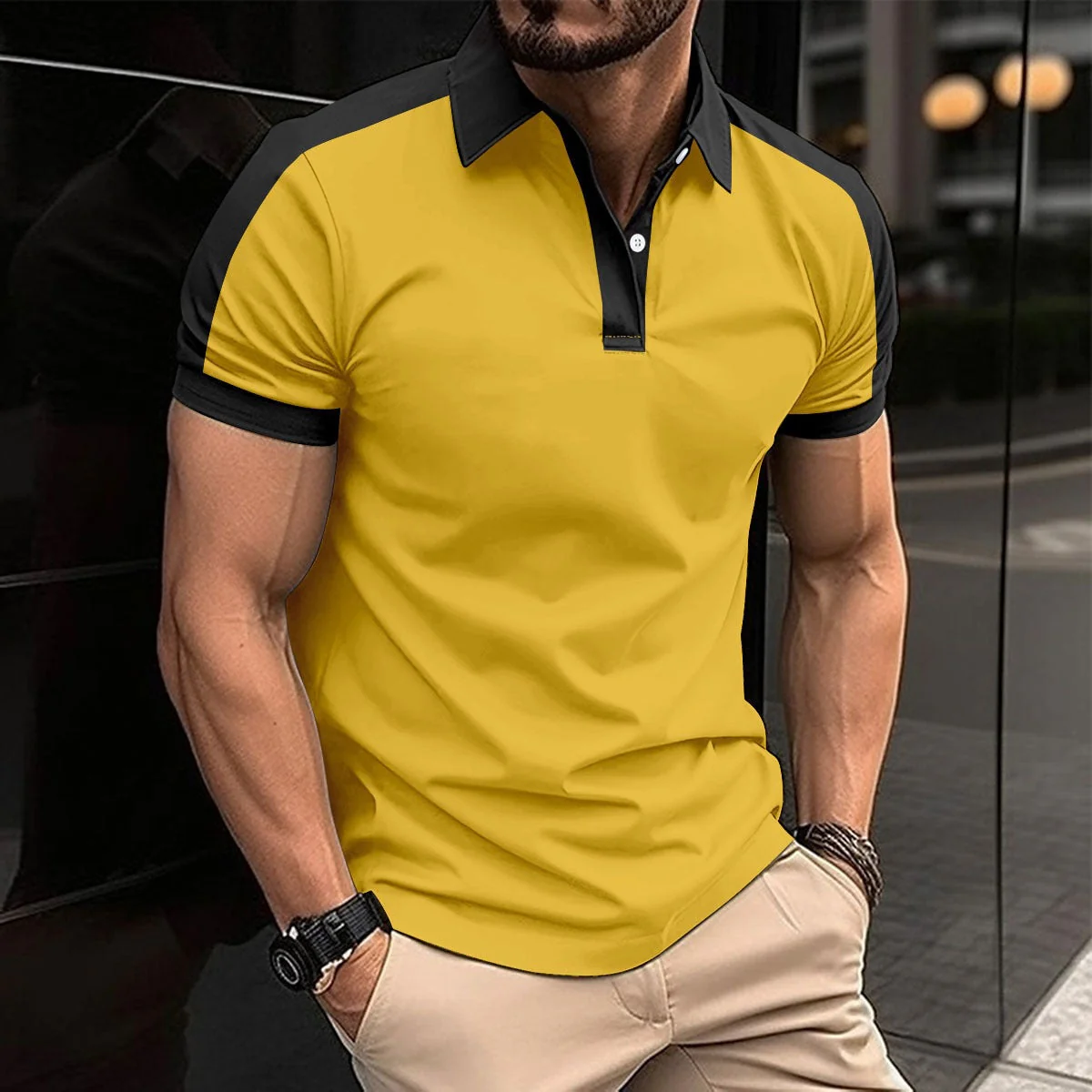 Men's Polo Shirt – Slim Fit – Breathable Comfort – Contrast Collar and Sleeve Cuffs - Image 6