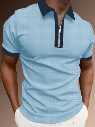 Men's Polo Shirt – Slim Fit – Half Zip – Breathable Blend – Subtle Pattern - Image 2