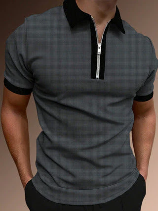 Men's Polo Shirt – Slim Fit – Half Zip – Breathable Blend – Subtle Pattern - Image 3