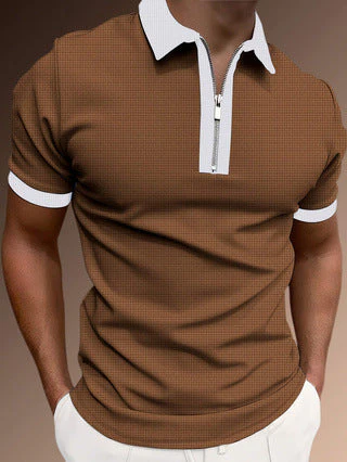 Men's Polo Shirt – Slim Fit – Half Zip – Breathable Blend – Subtle Pattern - Image 4
