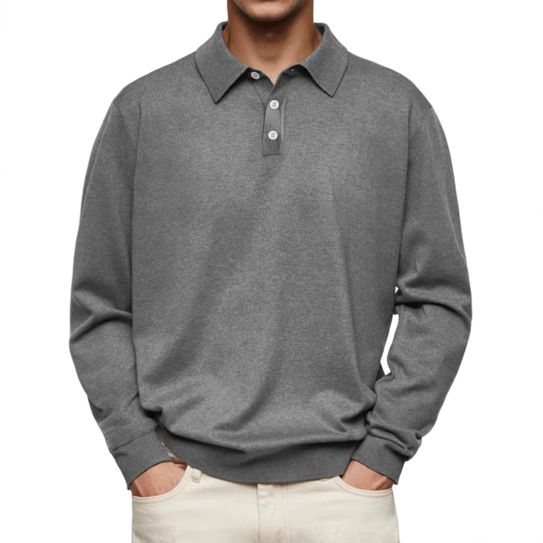 Men's Polo Shirt – Soft Knit – Relaxed Fit – Long Sleeve Casual Style - Image 2