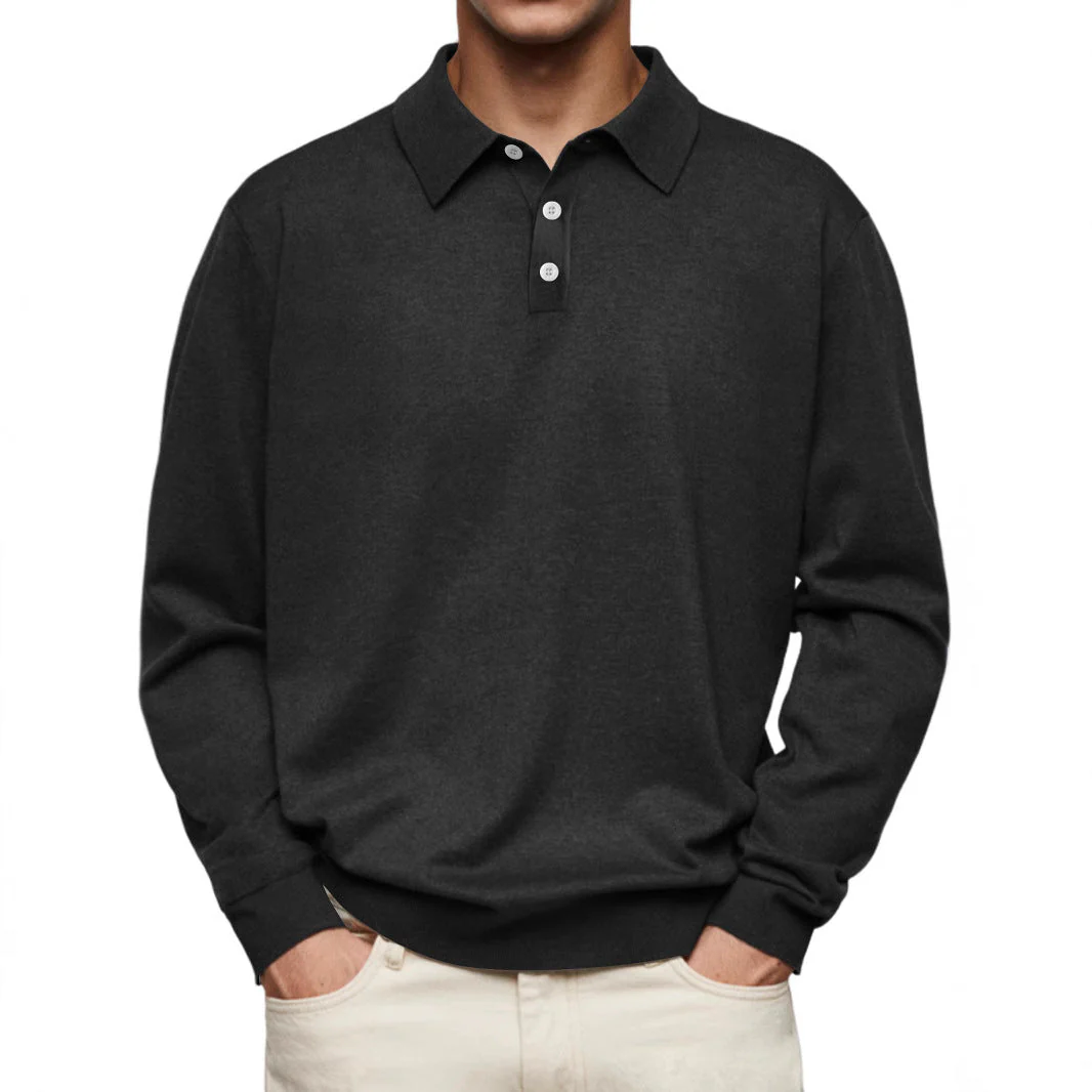 Men's Polo Shirt – Soft Knit – Relaxed Fit – Long Sleeve Casual Style - Image 4