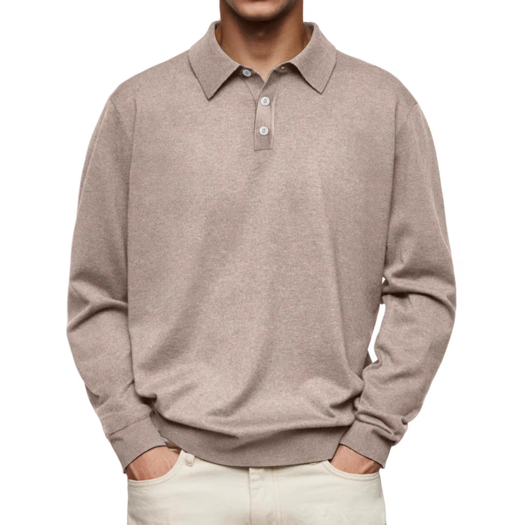Men's Polo Shirt – Soft Knit – Relaxed Fit – Long Sleeve Casual Style - Image 5