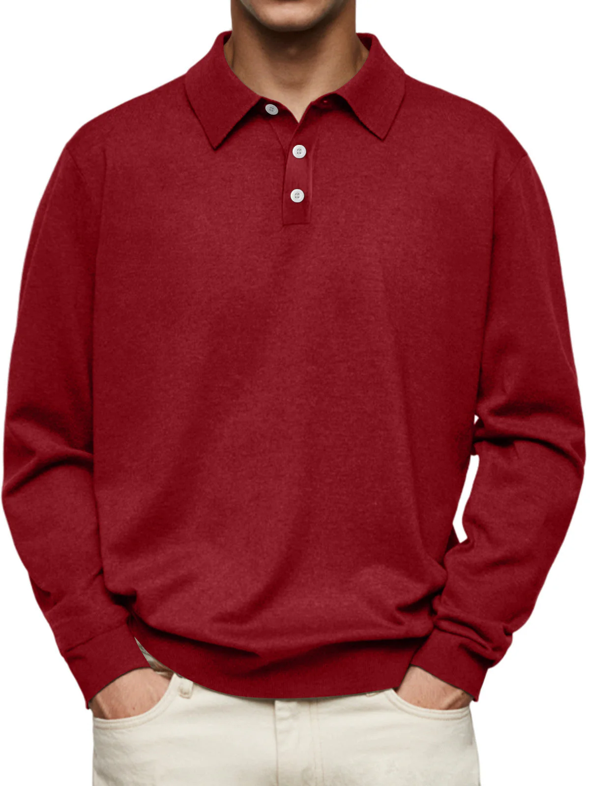 Men's Polo Shirt – Soft Knit – Relaxed Fit – Long Sleeve Casual Style - Image 6