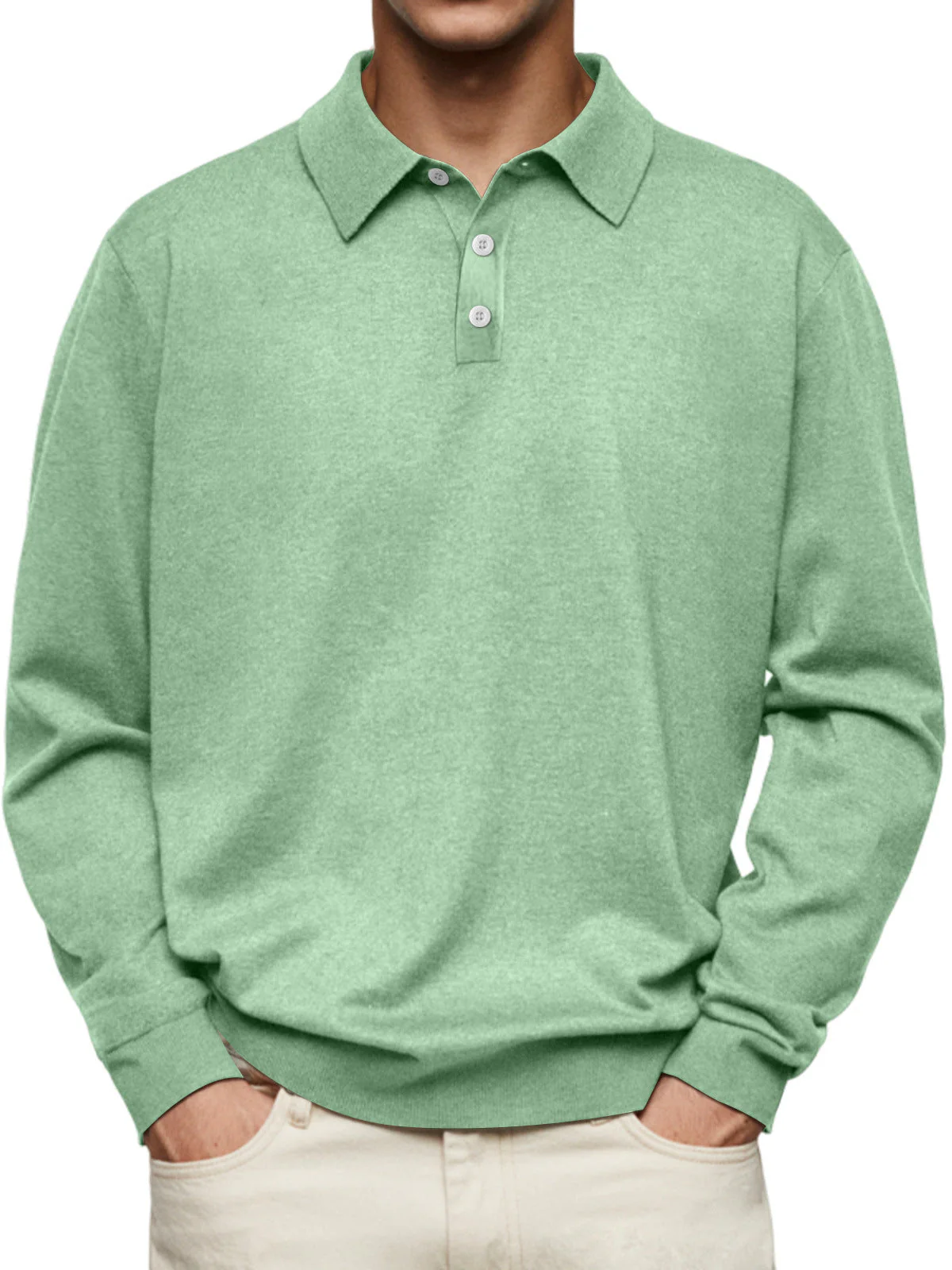 Men's Polo Shirt – Soft Knit – Relaxed Fit – Long Sleeve Casual Style - Image 7