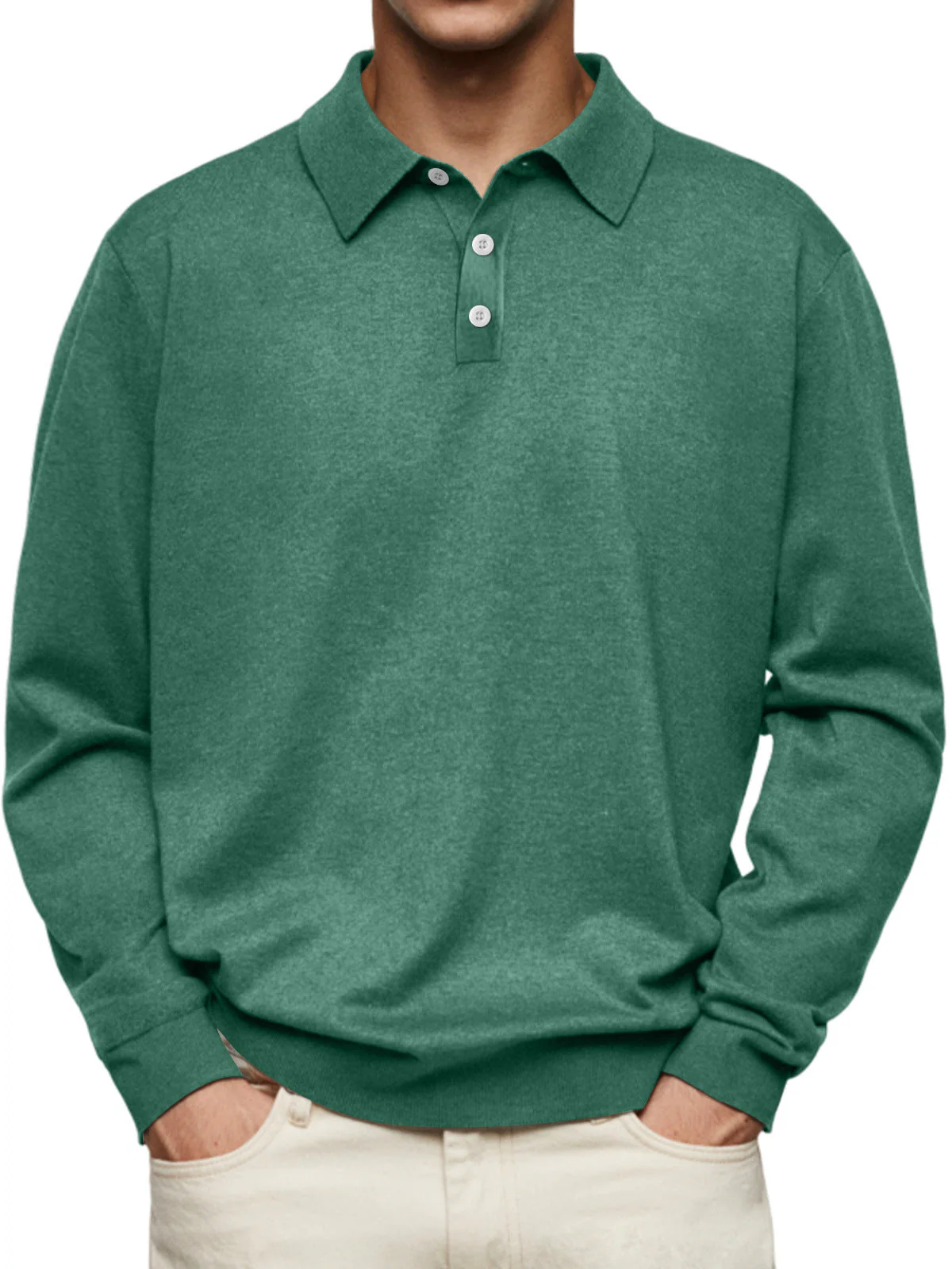 Men's Polo Shirt – Soft Knit – Relaxed Fit – Long Sleeve Casual Style - Image 8